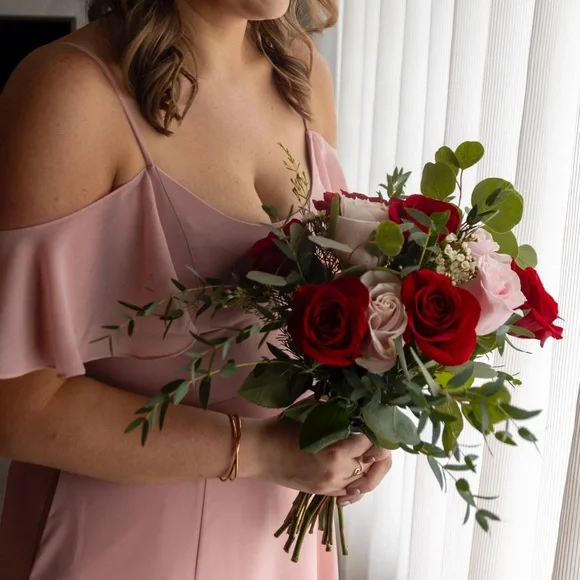 David’s Bridal Ballet Pink Bridesmaid Dress - Picture 2 of 4